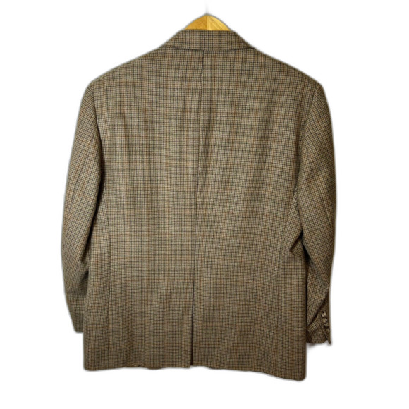Jos. A. Bank Tan Gray Wine Houndstooth Check Wool 2 Button Sports Coat Size 46R - Picture 7 of 16